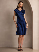 [Bleu Foncé] SilkSilky-FR Sans manches Robes 006
