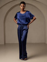 [Bleu Foncé] SilkSilky-FR Femme Pantalons 003