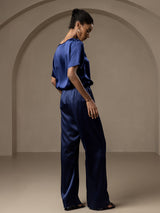 [Bleu Foncé] SilkSilky-FR Femme Pantalons 002