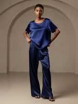[Bleu Foncé] SilkSilky-FR Femme Pantalons 004