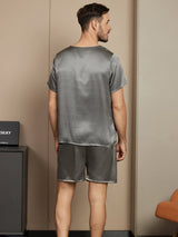 [Gris Foncé] SilkSilky-FR Short Sleeve Round Neck Homme Pyjamas 002