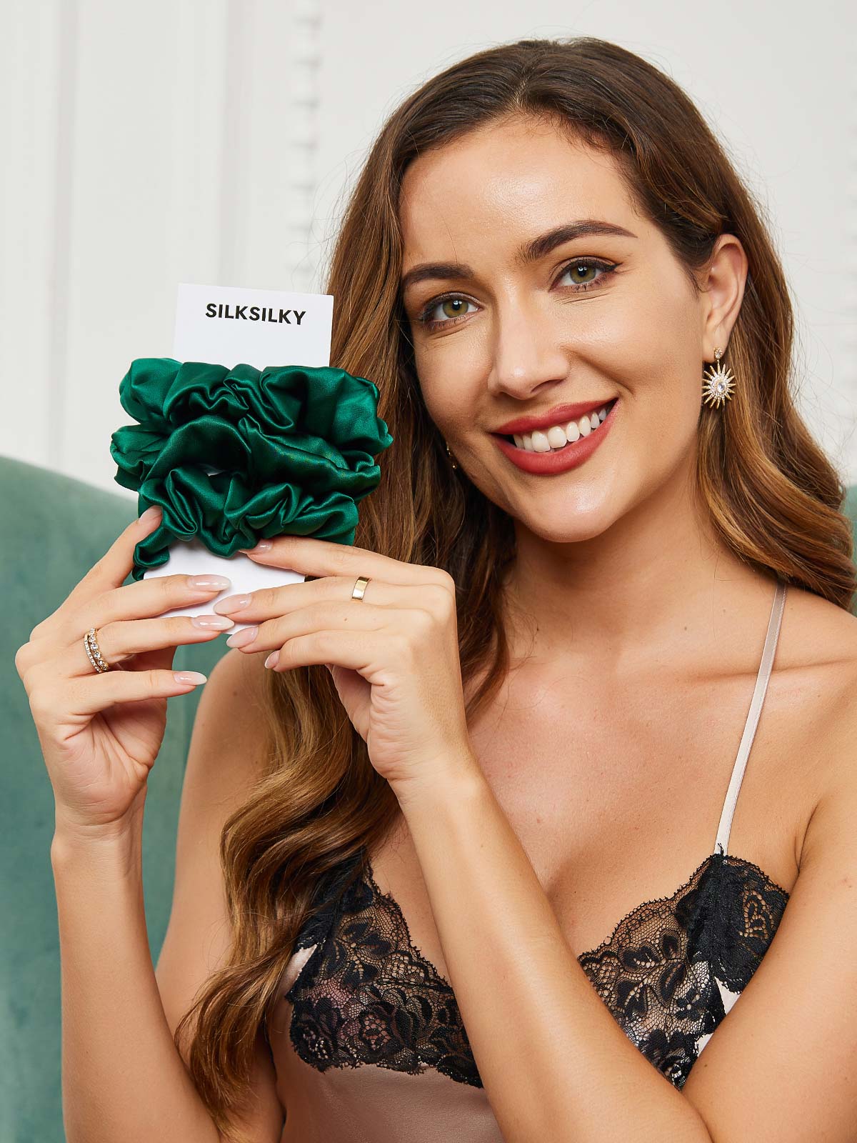 [Vert Foncé] SilkSilky-FR 19Momme Scrunchie 001