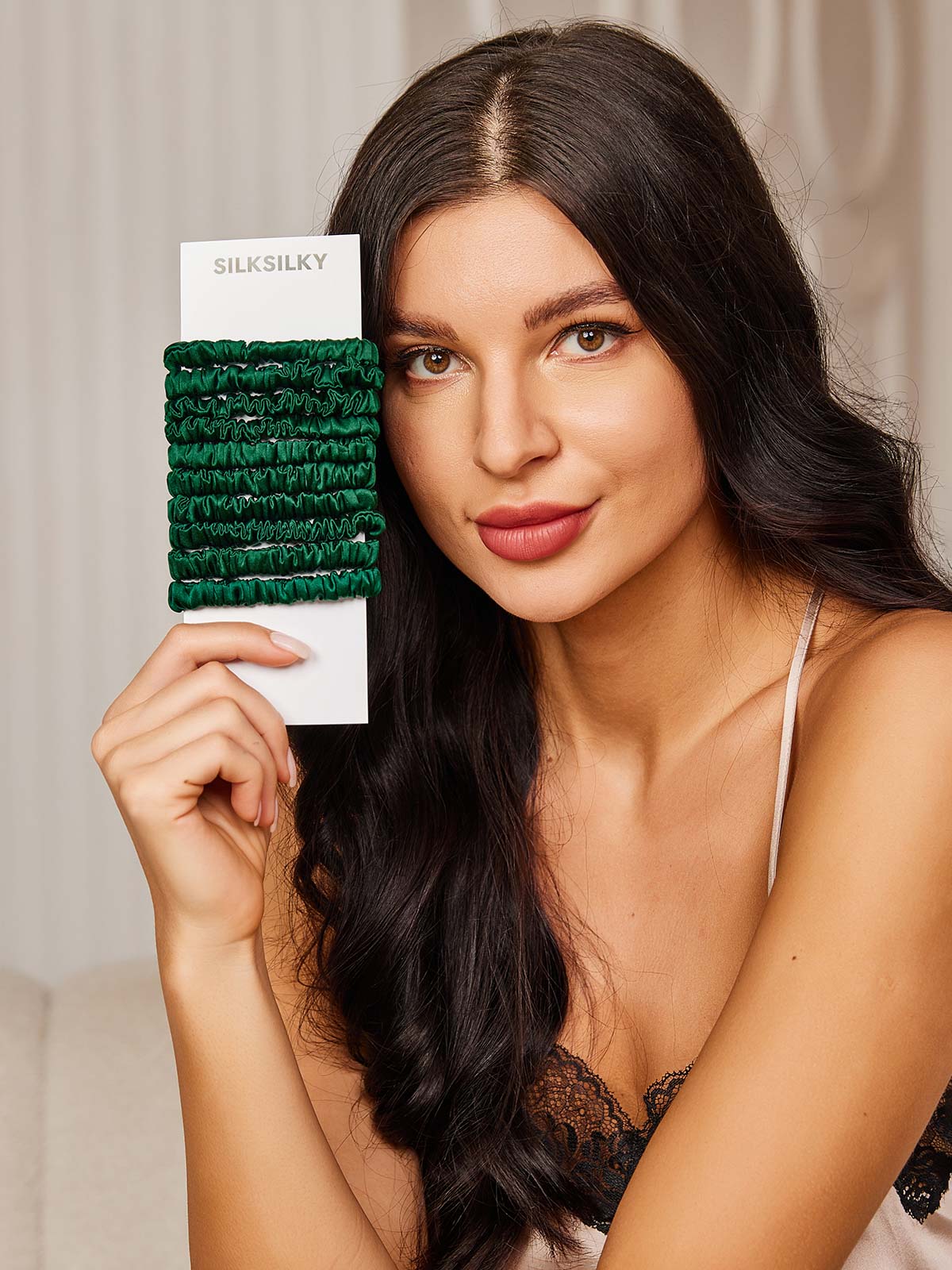 [Vert Foncé] SilkSilky-FR 19Momme Scrunchie 001