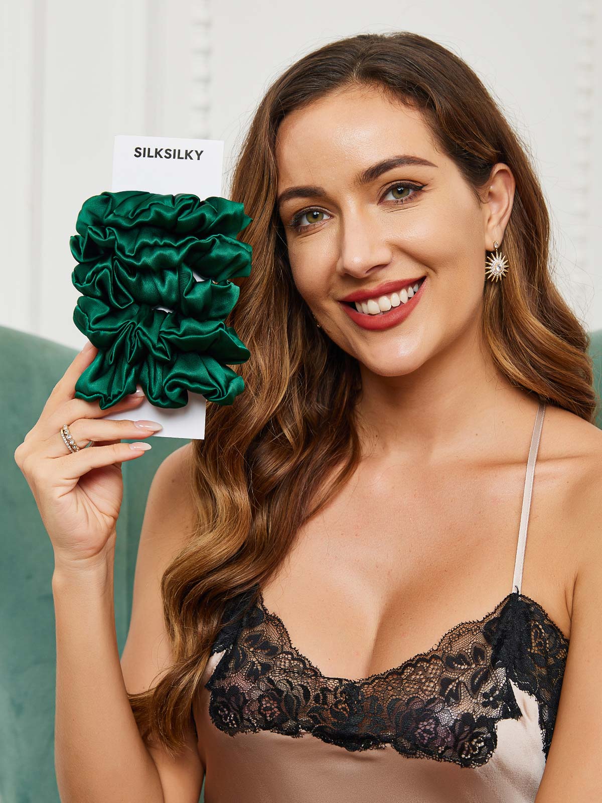 [Vert Foncé] SilkSilky-FR 19Momme Scrunchie 002