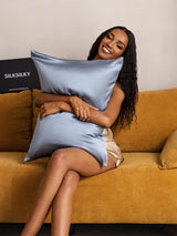 [Bleu Grisâtre] SilkSilky-FR 19Momme Taies d'Oreiller 007
