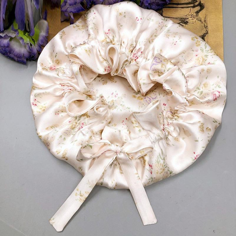 [Floral] SilkSilky-FR Pure Soie Sleep Cap 005