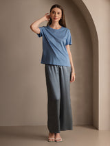 [Bleu Grisâtre] SilkSilky-FR Femme Pantalons 003