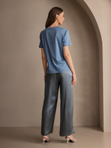 [Bleu Grisâtre] SilkSilky-FR Femme Pantalons 005
