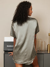 [Vert Grisâtre] SilkSilky-FR Manches courtes Col Rond Femme Pyjamas 002