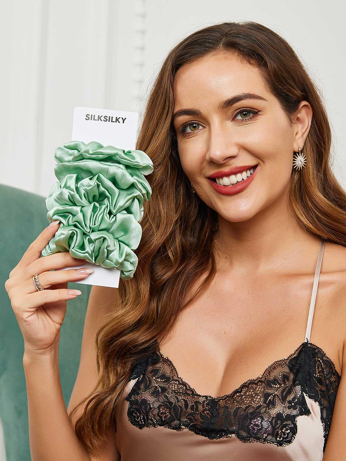 [Vert] SilkSilky-FR 19Momme Scrunchie 001