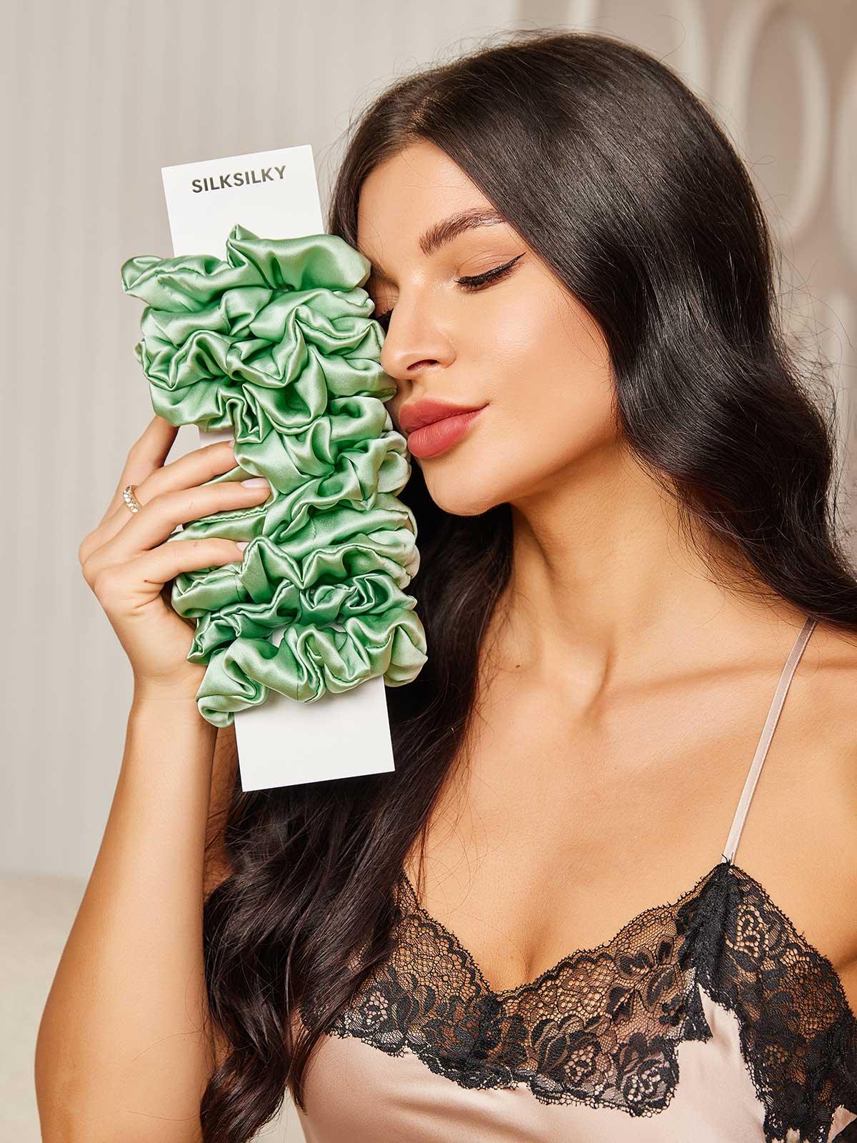 [Vert] SilkSilky-FR 19Momme Scrunchie 001