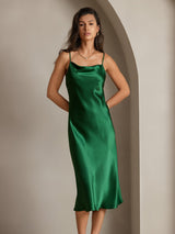 [Vert] SilkSilky-FR Fines Brides Col Bénitier Robes 008
