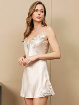 [Ivory] SilkSilky-FR 3/4 Sleeve V Neck Peignoir&Robe de Chambre 006