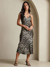 [Leopard] SilkSilky-FR Sleeveless V Neck Robes 003