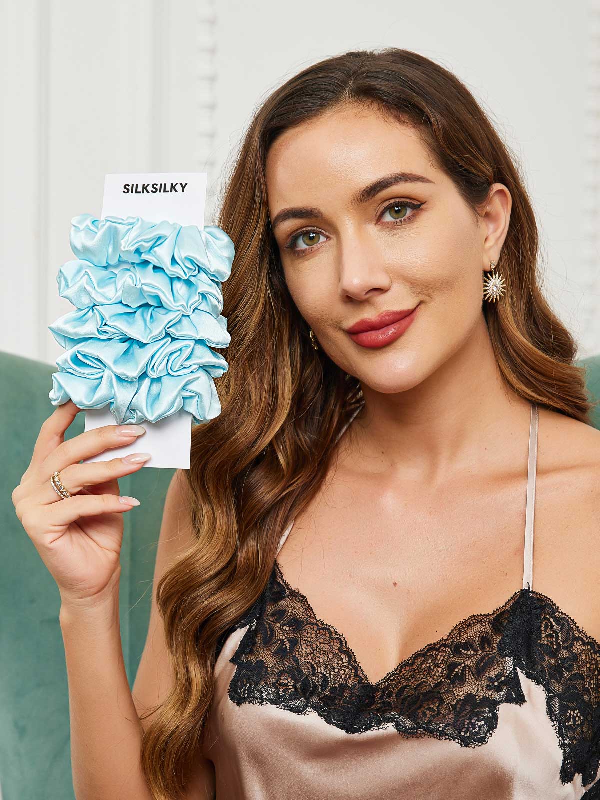 [Bleu Clair] SilkSilky-FR 19Momme Scrunchie 001