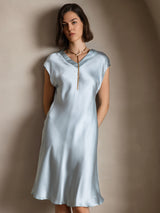 [Bleu Clair] SilkSilky-FR Sans manches Robes 003
