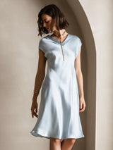 [Bleu Clair] SilkSilky-FR Sans manches Robes 004