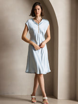[Bleu Clair] SilkSilky-FR Sans manches Robes 005