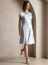 [Bleu Clair] SilkSilky-FR Sans manches Robes 006