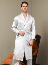 [Gris Clair] SilkSilky-FR 19Momme Pure Soie Manches longues Mens Robe 001