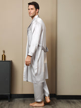 [Gris Clair] SilkSilky-FR 19Momme Pure Soie Manches longues Mens Robe 002
