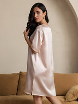 [Rose Clair] SilkSilky-FR Half Sleeve V Neck Chemises de nuit 002