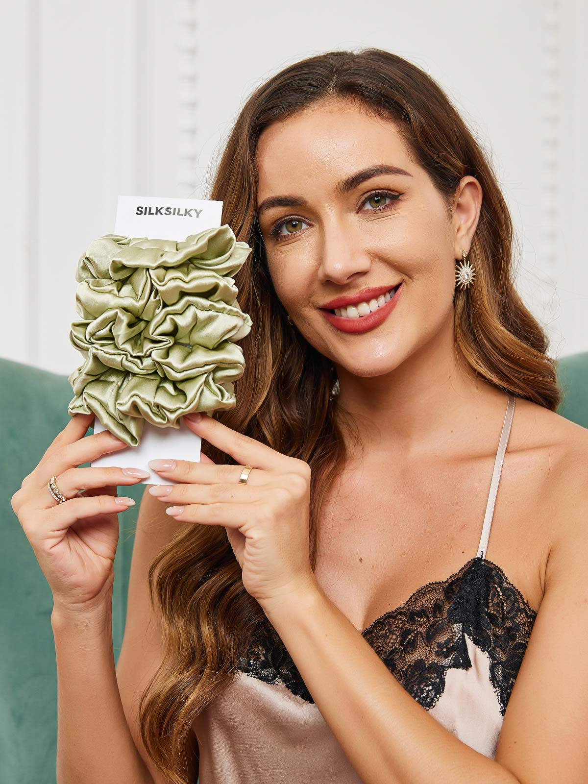 [Vert Menthe] SilkSilky-FR 19Momme Scrunchie 001