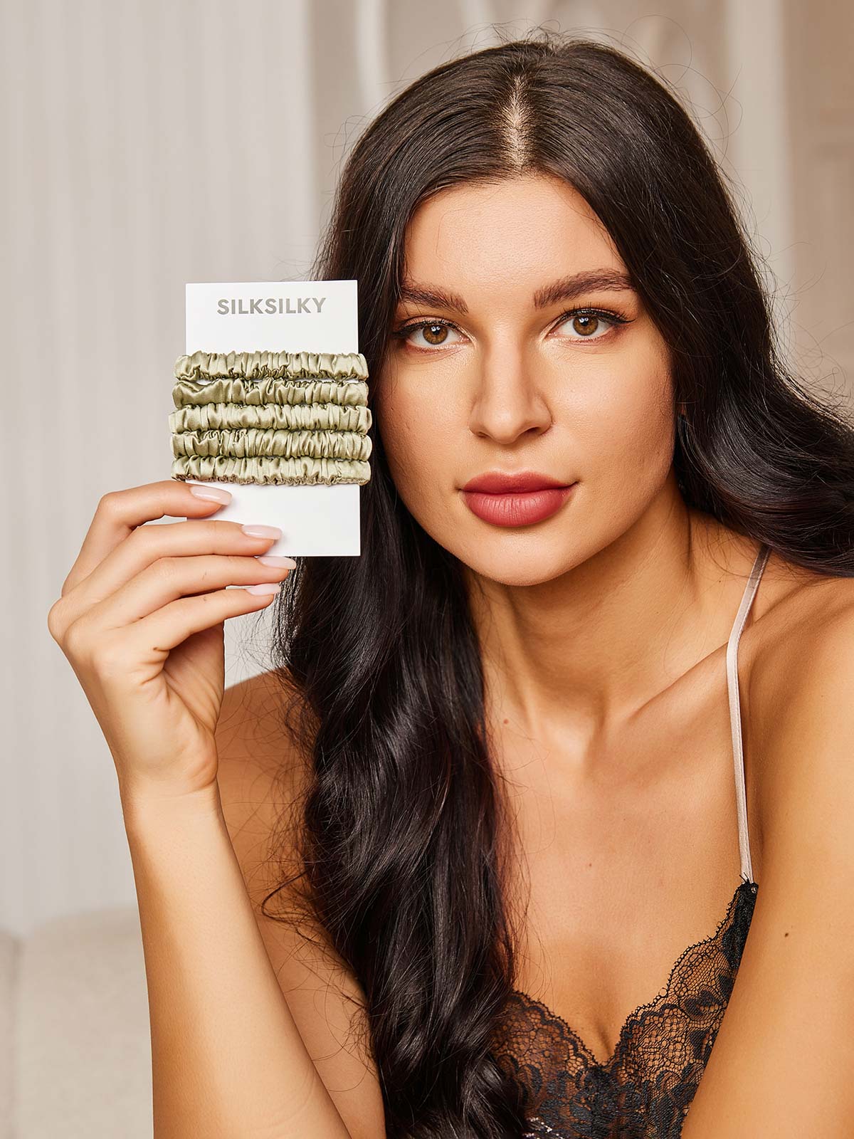 [Vert Menthe] SilkSilky-FR 19Momme Scrunchie 001