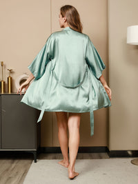 Vue dos peignoir kimono vert