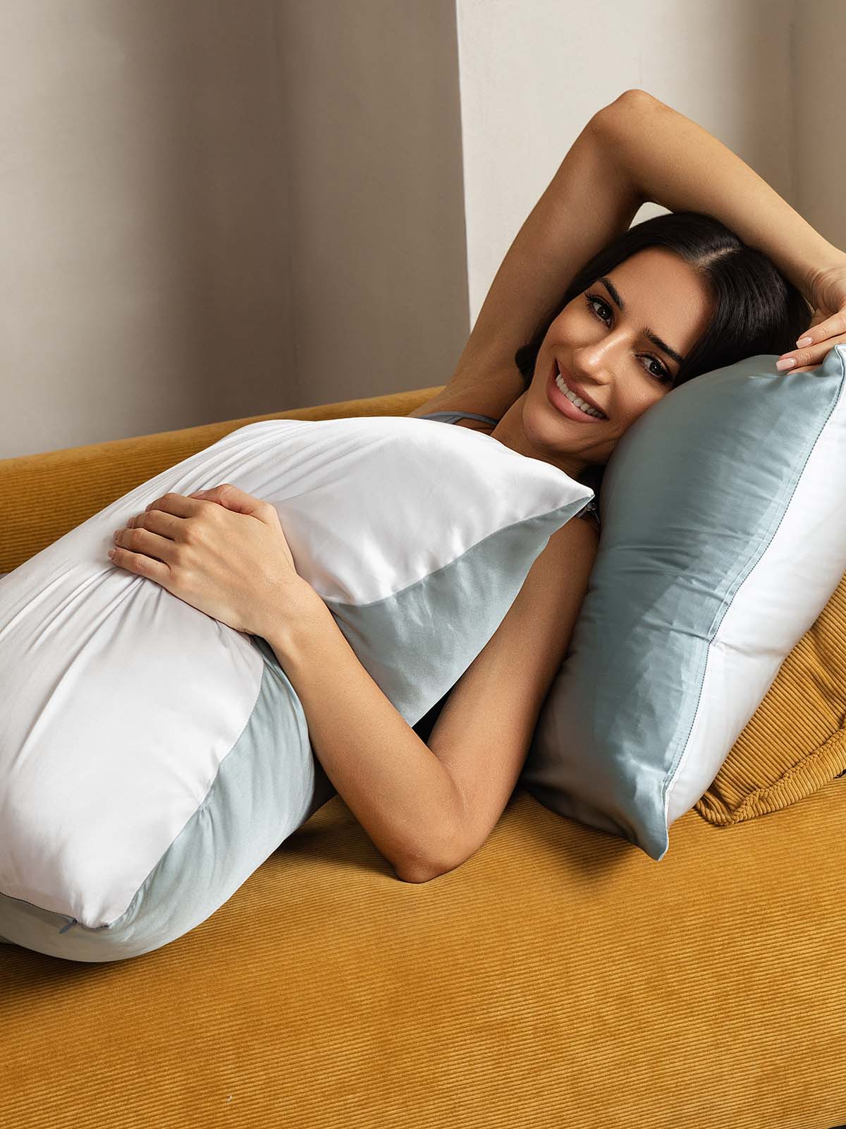 Taie D’Oreiller En Soie De Mûrier 100% 22Momme - Design Bicolore
