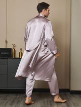 [Mauve Pâle] SilkSilky-FR 19Momme Pure Soie Manches longues Mens Robe 002