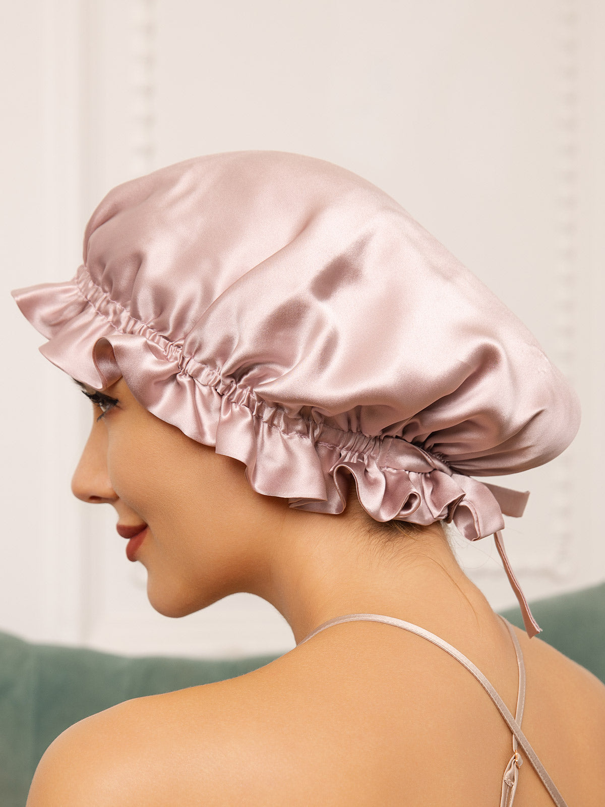 [Rose] SilkSilky-FR Pure Soie Sleep Cap 001