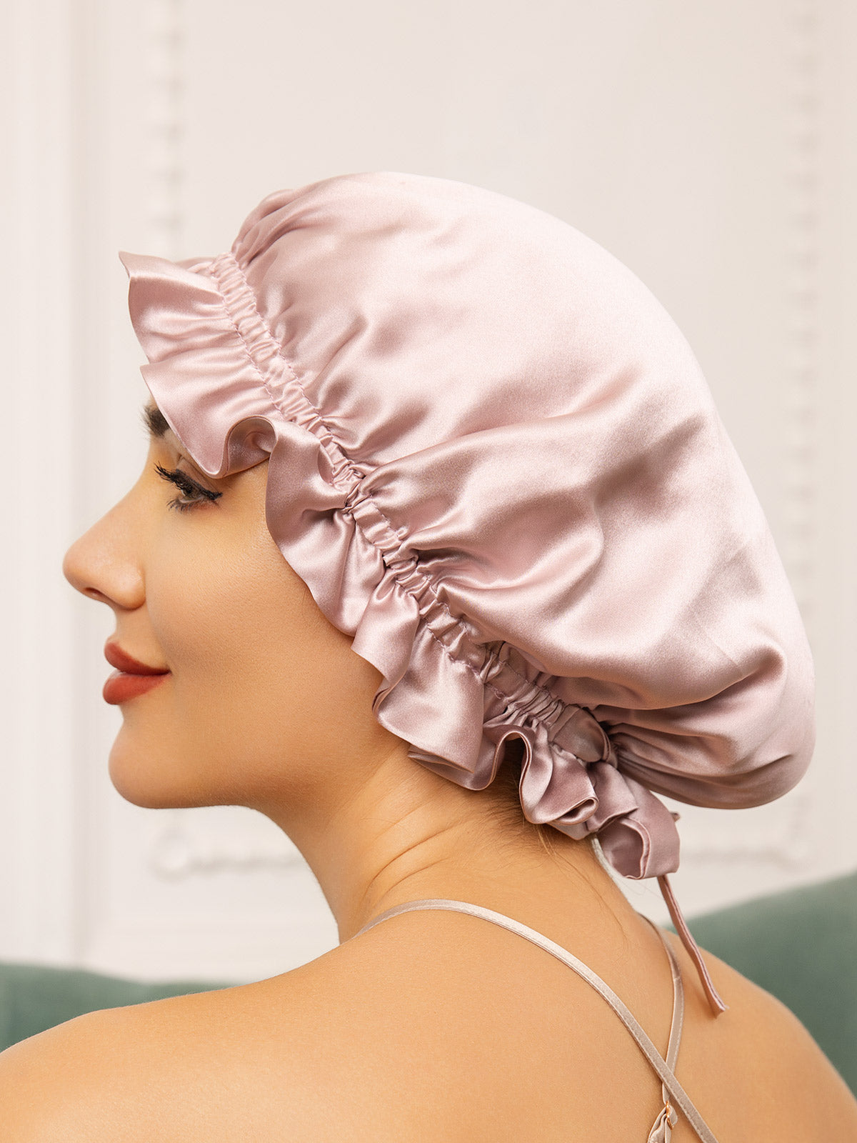 [Rose] SilkSilky-FR Pure Soie Sleep Cap 002