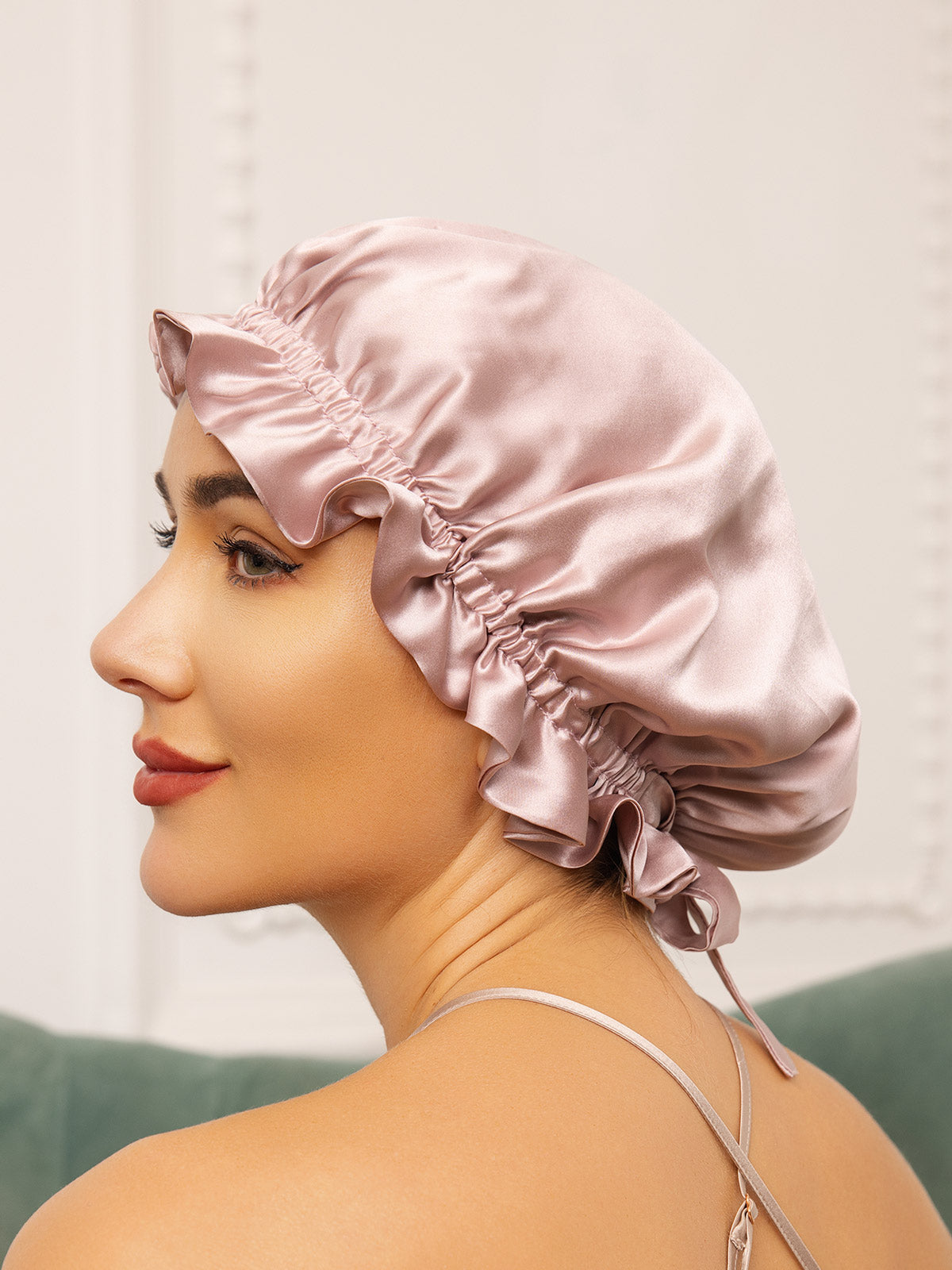 [Rose] SilkSilky-FR Pure Soie Sleep Cap 003