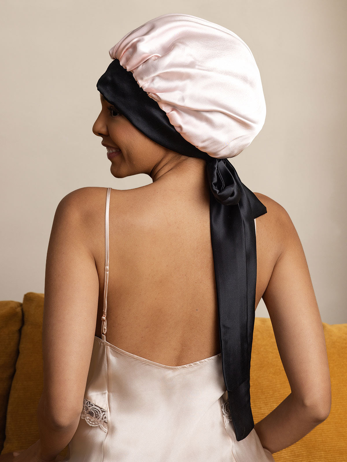 [Rose] SilkSilky-FR Pure Soie Sleep Cap 005