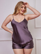 [Gris Pourpre] SilkSilky-FR Fines Brides Col V Ensemble Camisole grandes tailles 003