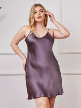 [Gris Pourpre] SilkSilky-FR Fines Brides Col V Robes grande tailles 003