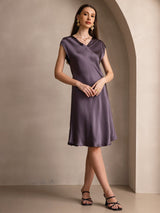 [Gris Pourpre] SilkSilky-FR Sans manches Robes 001