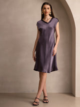 [Gris Pourpre] SilkSilky-FR Sans manches Robes 003