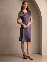 [Gris Pourpre] SilkSilky-FR Sans manches Robes 004