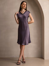 [Gris Pourpre] SilkSilky-FR Sans manches Robes 005