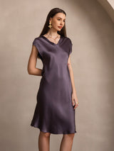 [Gris Pourpre] SilkSilky-FR Sans manches Robes 006