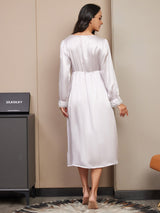 [Violette] SilkSilky-FR Pure Soie Manches longues Nightgown 002