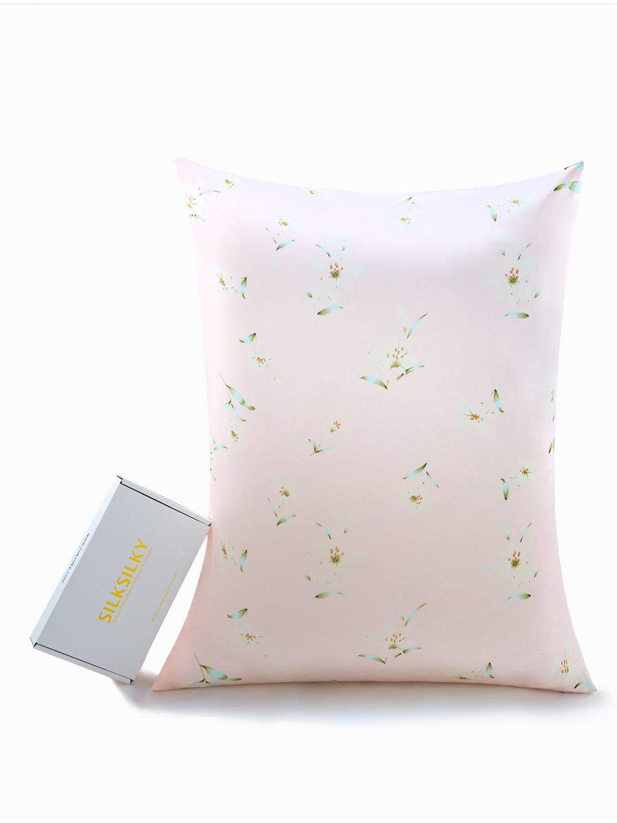 Housse de Coussin en Soie 100% Mulberry 19 Momme - Lys de Neige