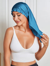 [Bleu Royal] SilkSilky-FR Pure Soie Sleep Cap 005