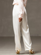 [Blanc] SilkSilky-FR 19Momme Femme Pantalons 002