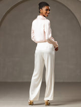 [Blanc] SilkSilky-FR 19Momme Femme Pantalons 004