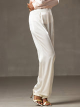 [Blanc] SilkSilky-FR 19Momme Femme Pantalons 005