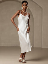 [Blanc] SilkSilky-FR Fines Brides Col Bénitier Robes 001