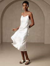 [Blanc] SilkSilky-FR Fines Brides Col Bénitier Robes 003